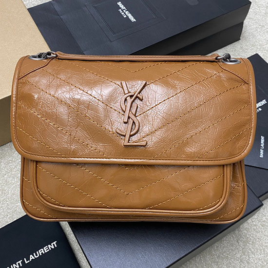 Saint Laurent Mittelgroße Niki-Tasche Braun 633158