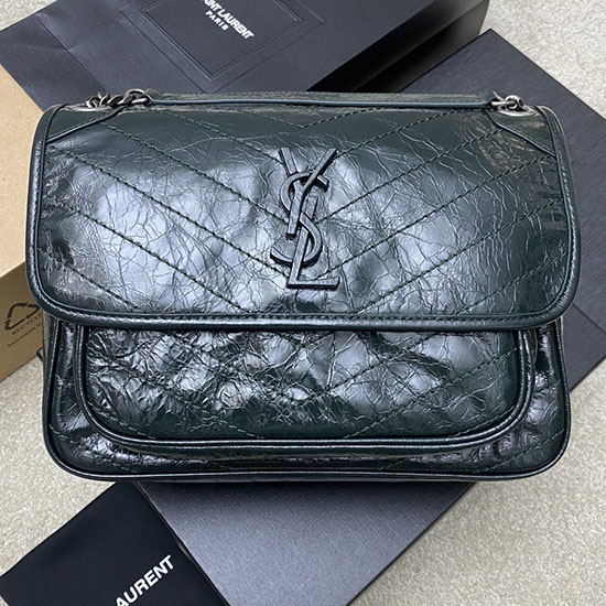 Saint Laurent Mittelgroße Niki-Tasche Dunkelgrün 633158