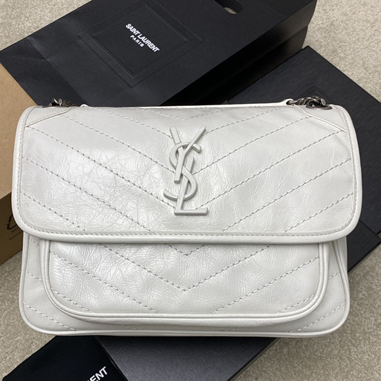 Saint Laurent Mittelgroße Niki-Tasche Weiß 633158