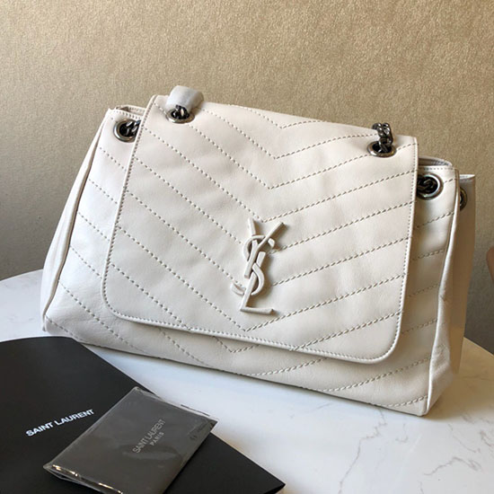 Saint Laurent Mittelgroße Nolita-Tasche Aus Vintage-Leder Weiß 554265