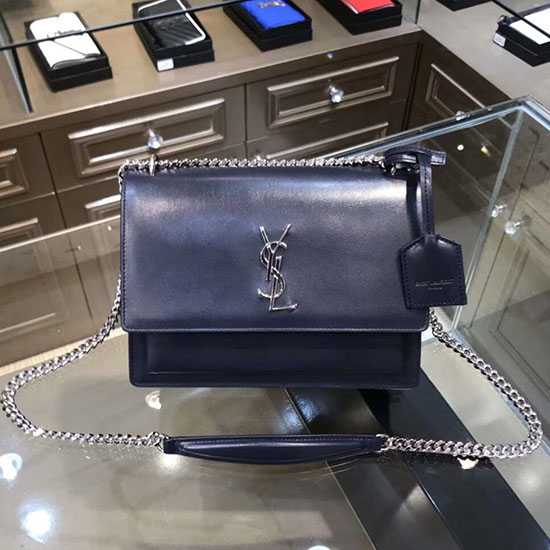 Saint Laurent Mittelgroße Sunset-Monogramm-Tasche Blau 442906