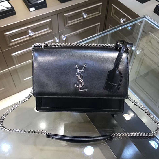 Saint Laurent Mittelgroße Sunset-Monogramm-Tasche Schwarz 442906