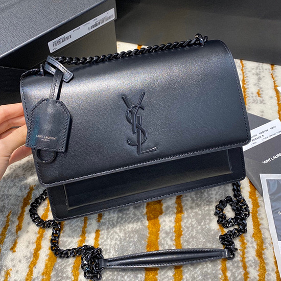 Saint Laurent Mittelgroße Sunset-Tasche Schwarz 442906