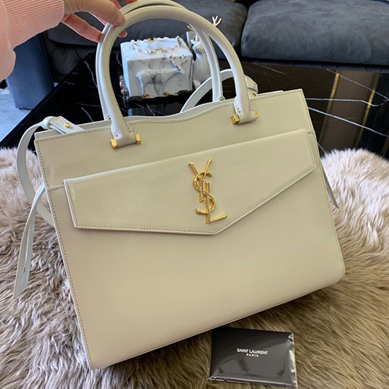 Saint Laurent Mittelgroße Uptown-Tasche Gebrochenes Weiß 557653