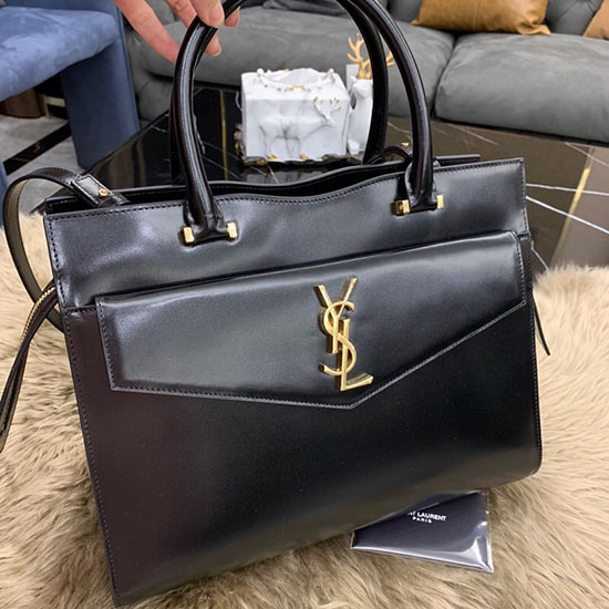 Saint Laurent Mittelgroße Uptown-Tragetasche Schwarz 557653