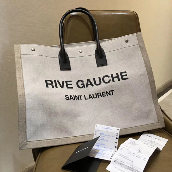 Saint Laurent Rive Gauche Große Einkaufstasche Beige 509415