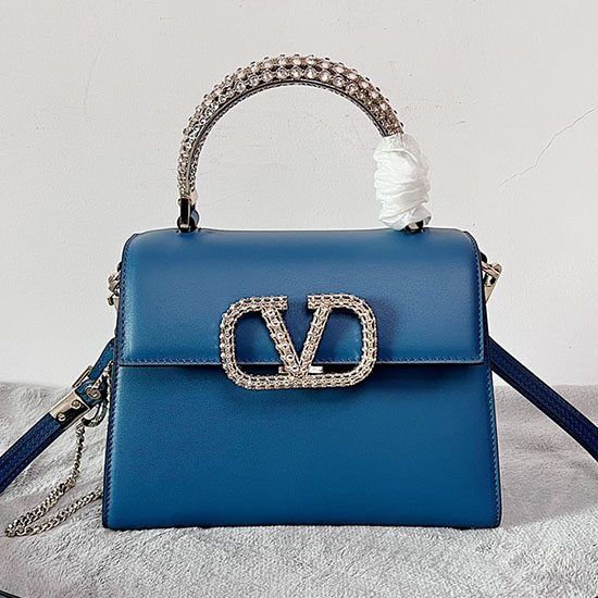 Valentino Kleine Vsling-Handtasche Mit Kristallverzierung Blau V2628