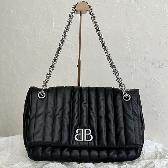 Balenciaga Monaco τσάντα μεσαίας αλυσίδας μαύρη B765945