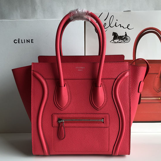 Celine Micro τσάντα αποσκευών σε τυμπανισμένο δέρμα μοσχαριού τριαντάφυλλο Ce0805