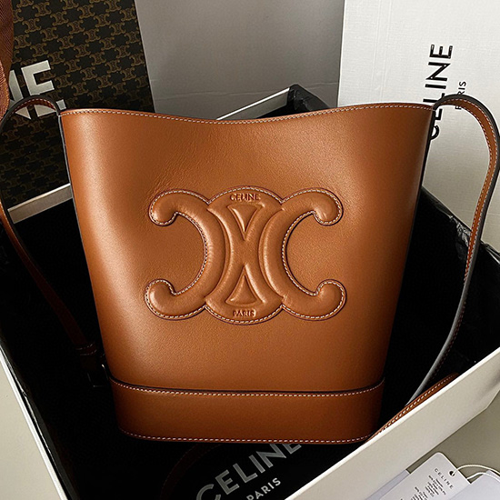 Celine μικρός κουβάς Cuir Triomphe Tan C35301