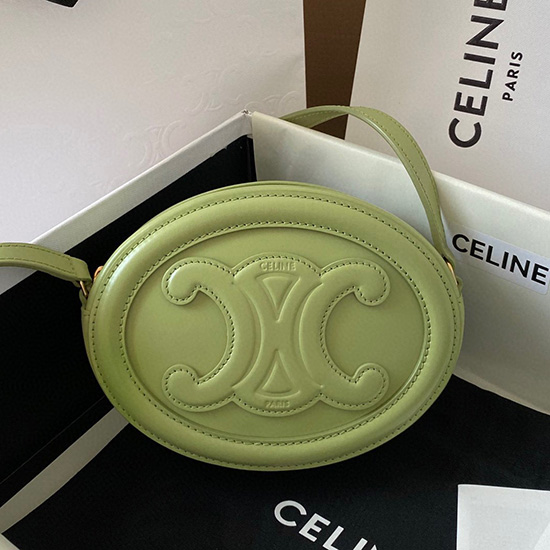 Celine χιαστί οβάλ τσαντάκι Cuir Triomphe πράσινο C35507