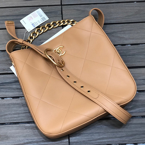 Chanel Calfskin Hobo τσάντα μπεζ As2844