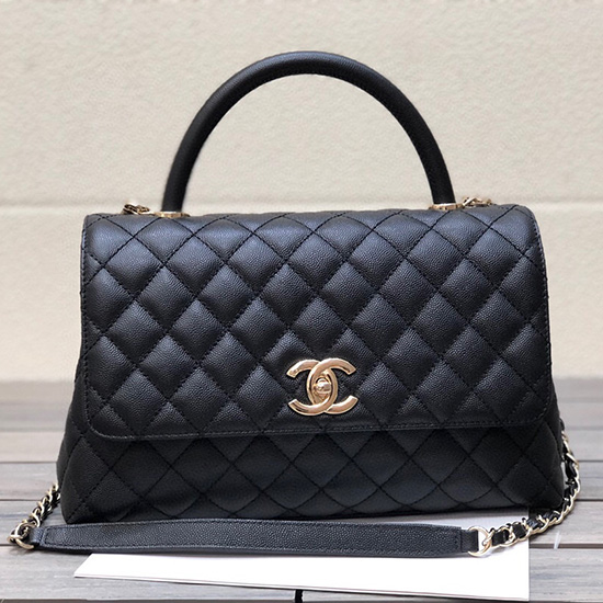 Chanel Flap Bag με επάνω λαβή μαύρο A92991