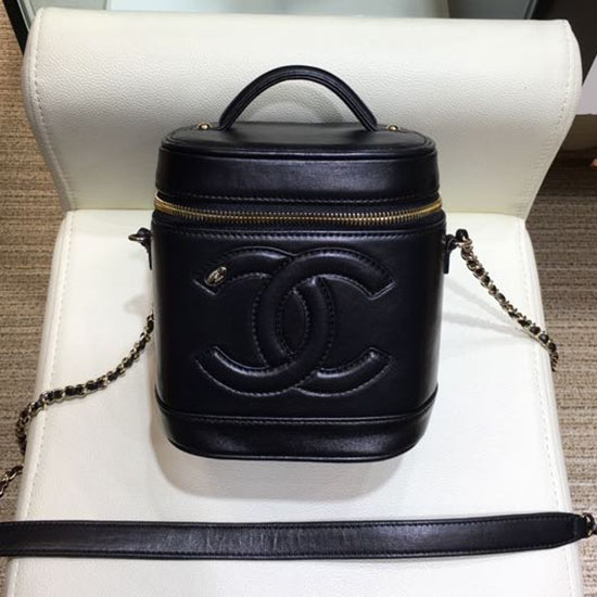 Chanel Lambskin Cc λογότυπο Coco τσαντάκι νεσεσέρ μαύρο As0323