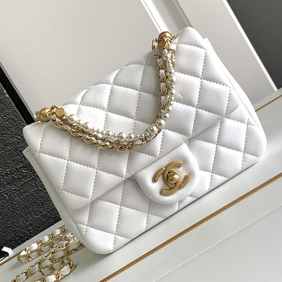 Chanel Mini Flap Bag λευκή As4385