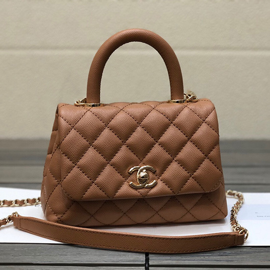 Chanel Mini Flap τσάντα με επάνω λαβή Camel As2215