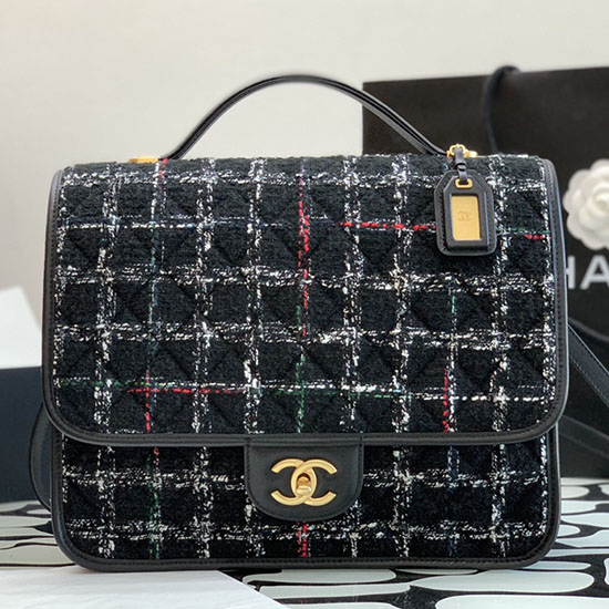 Chanel Tweed μεγάλο σακίδιο πλάτης μαύρο As3662