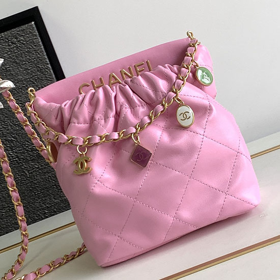 Chanel μικρό Bucket Bag ροζ As3793