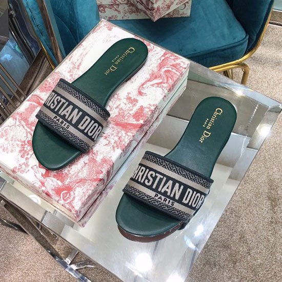 Dior Dway κεντητό βαμβακερό Mule Green D33102