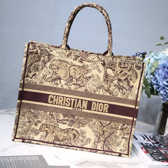 Dior λοξό βιβλίο Tote μπορντό D32604