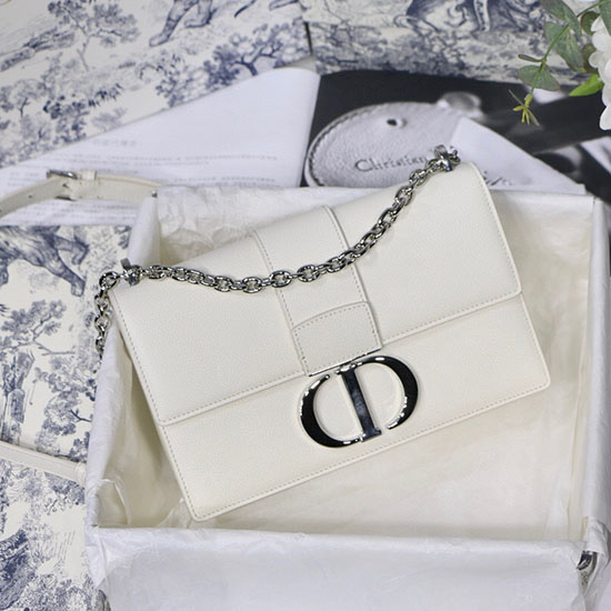 Dior με κόκκους από δέρμα μοσχαριού 30 Montaigne Chain Bag λευκό M9208