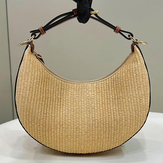 Fendi Fendigraphy μικρή τσάντα Raffia μπεζ F80145