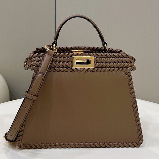 Fendi δέρμα μοσχαριού Peekaboo καφέ F80051