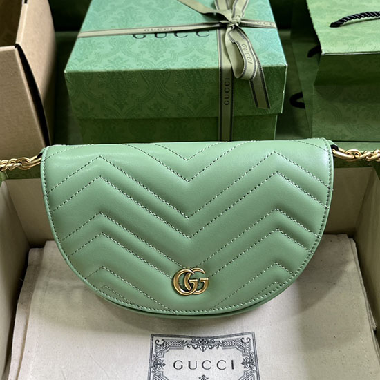 Gucci Gg Marmont Matelasse αλυσίδα μίνι τσάντα πράσινη 746431