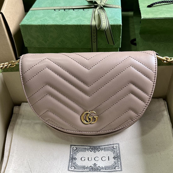 Gucci Gg Marmont Matelasse αλυσίδα μίνι τσάντα ροζ 746431