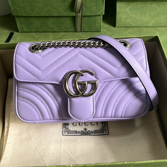 Gucci Gg Marmont Matelasse μίνι τσάντα λιλά 446744