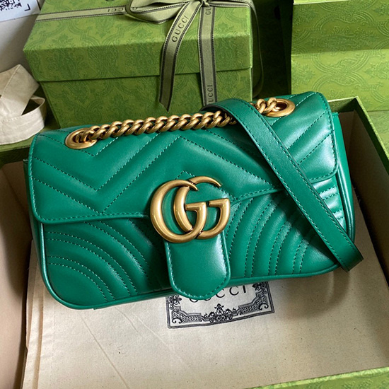 Gucci Gg Marmont Matelasse μίνι τσάντα πράσινη 446744