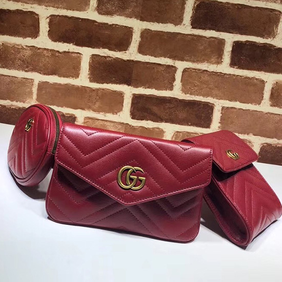 Gucci Gg Marmont Matelasse τσάντα ζώνης κόκκινη 524597