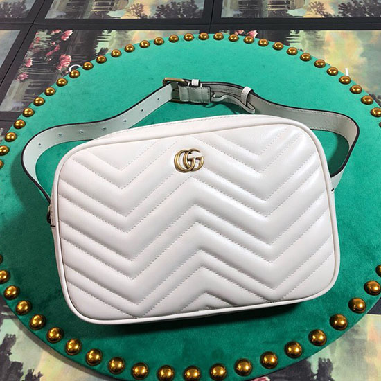 Gucci Gg Marmont Matelasse τσάντα ζώνης λευκή 523380