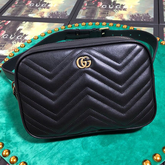 Gucci Gg Marmont Matelasse τσάντα ζώνης μαύρη 523380