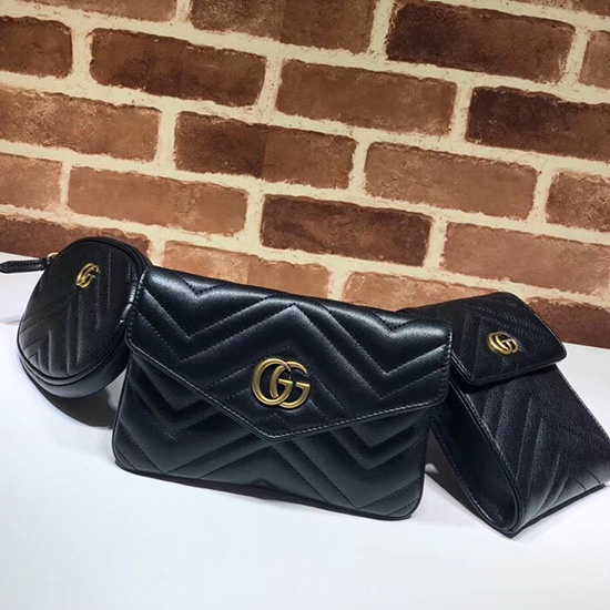 Gucci Gg Marmont Matelasse τσάντα ζώνης μαύρη 524597