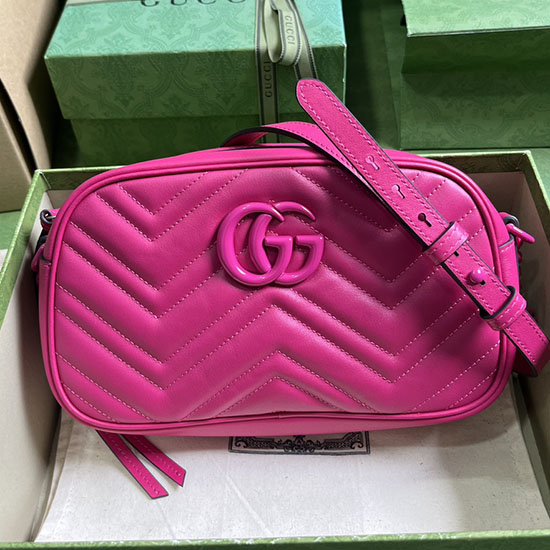 Gucci Gg Marmont μικρή τσάντα ώμου Matelasse ροζ 447632