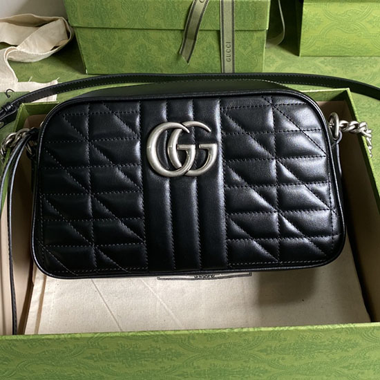 Gucci Gg Marmont μικρή τσάντα ώμου μαύρη 447632