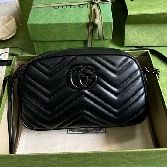 Gucci Gg Marmont μικρή τσάντα ώμου μαύρη 447632