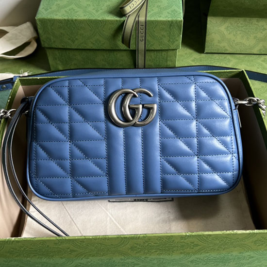 Gucci Gg Marmont μικρή τσάντα ώμου μπλε 447632