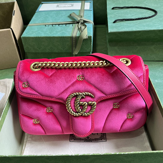 Gucci Gg Marmont μικρή τσάντα ώμου ροζ 443497