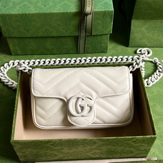 Gucci Gg Marmont τσάντα ζώνης λευκή 699757