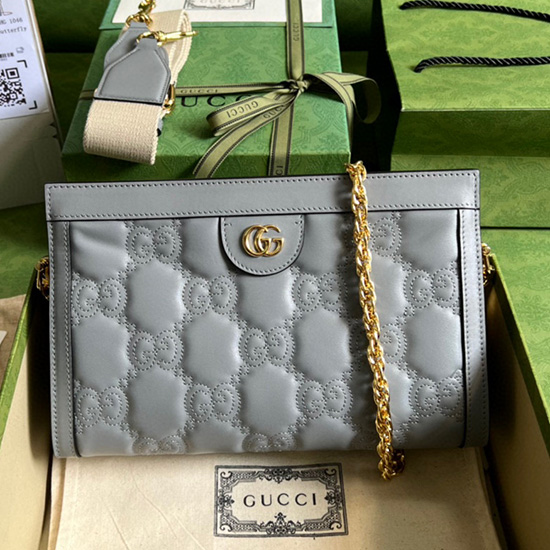 Gucci Gg Matelasse δερμάτινη μικρή τσάντα γκρι 702200