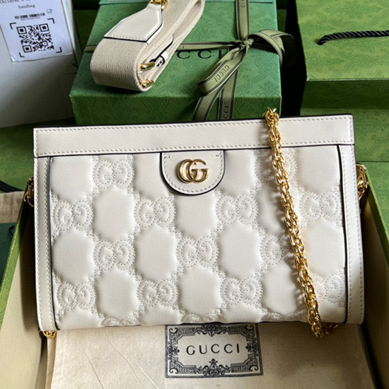 Gucci Gg Matelasse δερμάτινη μικρή τσάντα λευκή 702200