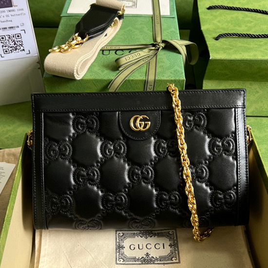 Gucci Gg Matelasse δερμάτινη μικρή τσάντα μαύρη 702200