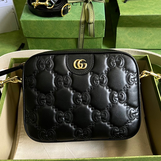 Gucci Gg Matelasse δερμάτινη μικρή τσάντα μαύρη 702234