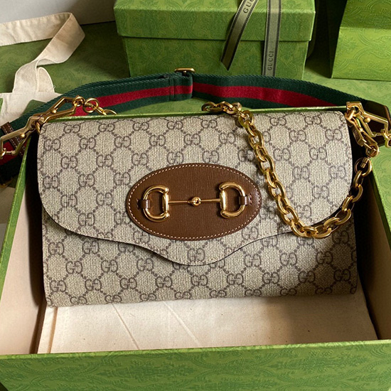 Gucci Gg Supreme Horsebit 1955 μικρή δερμάτινη τσάντα 677286