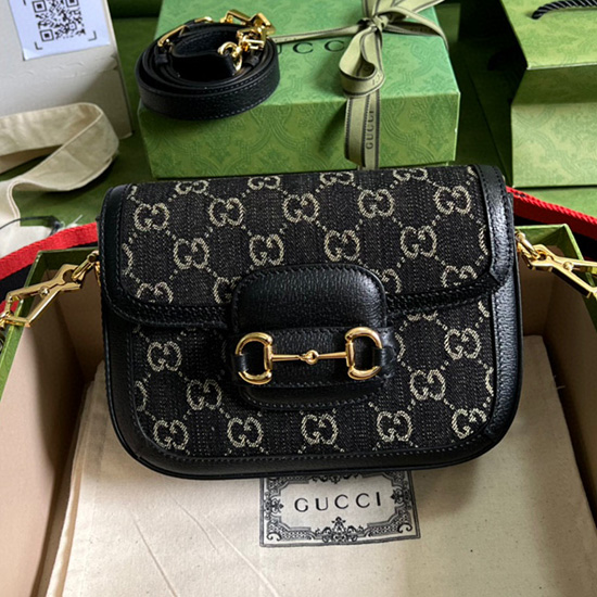 Gucci Horsebit 1955 μίνι τσάντα μαύρη 658574