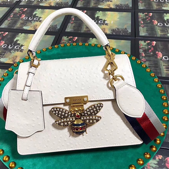 Gucci Queen Margaret μικρή τσάντα με λαβή λευκή 476541