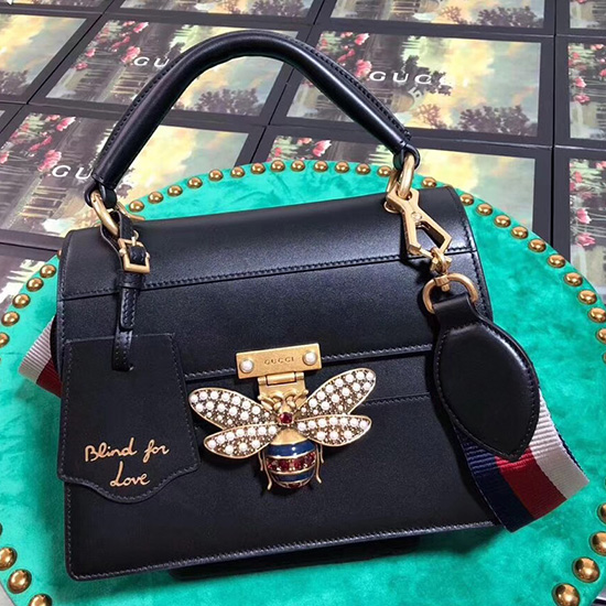 Gucci Queen Margaret μικρή τσάντα με λαβή μαύρη 476541