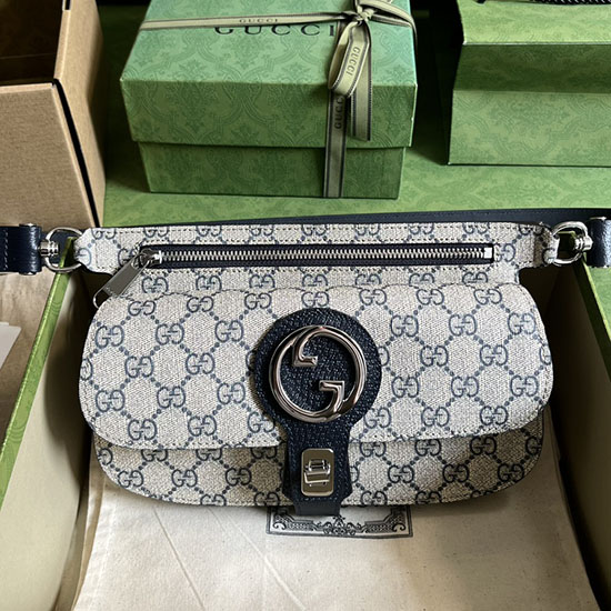 Gucci Supreme καμβάς ξανθιά τσάντα ζώνης μπλε 718154